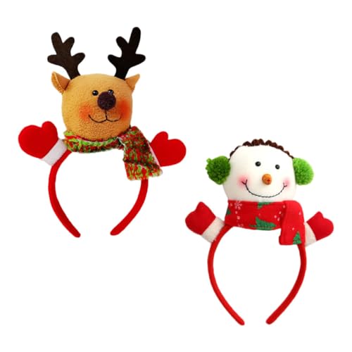 PACKOVE 2 Stück Weihnachtliche Haarbänder mit Niedlichen Weihnachtsmann und Schneemann Puppen Festliche Kopfbedeckungen für Erwachsene für Weihnachtsfeiern und Bühnenauftritte von PACKOVE