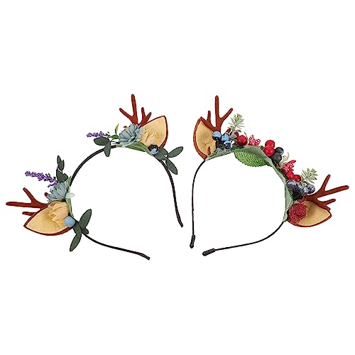 PACKOVE 2 Stück Weihnachtliches Rentiergeweih Haarreif Handgefertigter Party Haarschmuck Kreative Festival Kopfdeko Robustes Material Modisch für Weihnachtsfeiern und Festlichkeiten von PACKOVE