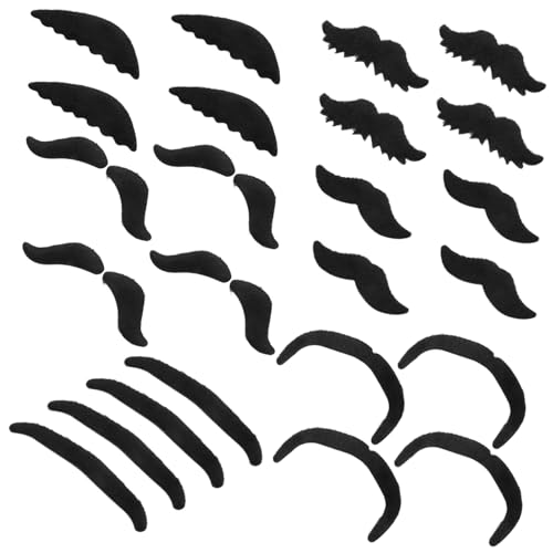 PACKOVE 24 Stück Teiliges Selbstklebende Schwarze Fake Schnurrbärte Realistisch für Kostüm Themenpartys Halloween Karneval Verkleidung Zubehör von PACKOVE