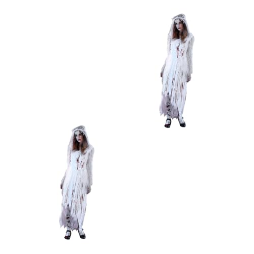 PACKOVE 2St Halloween-Kostüme für Frauen Geisterbraut Kostüm Halloween-Kleidung Kleider Weiß von PACKOVE