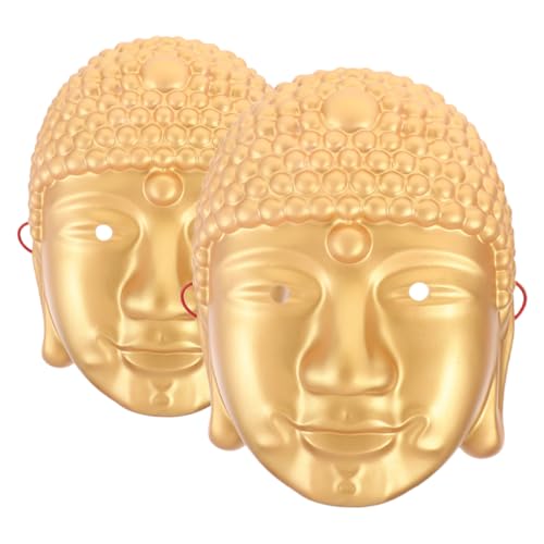 PACKOVE 2Stücke Buddha Kopfmaske Gold Buddhistische Kostüm Maske für Halloween Partys und Bühnenaufführungen Detailgetreu und Langlebig Gefertigt von PACKOVE