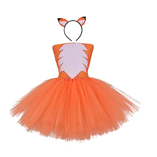 PACKOVE 2Stücke Mädchen Fuchs Kostüm Kleid mit Haarband für Monate Stilvolles Party Outfit für Kleine Prinzessinnen und Langlebig Einfach Auszuziehen von PACKOVE