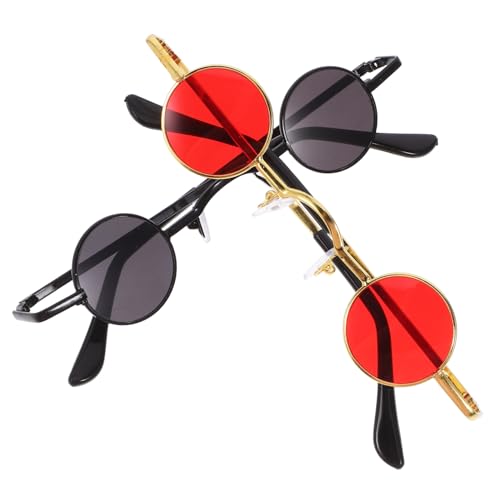 PACKOVE 2Stücke Vintage Für Damen Herren Kleine Punk Rundbrille Mit Retro Hippie Für Outdoor Aktivitäten von PACKOVE