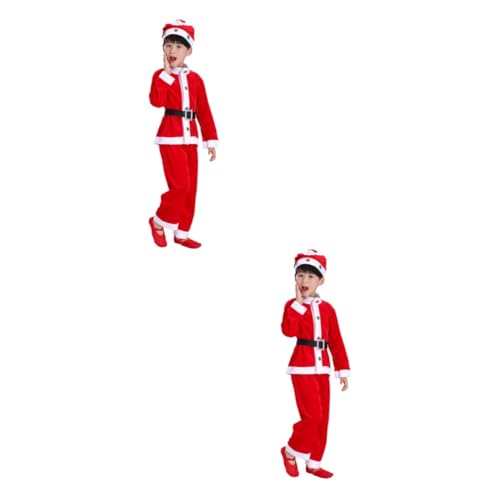 PACKOVE 2st Weihnachtsmannkostüm Für Jungen Weihnachtsmann Anzug Luxuriöses Weihnachtsmannkostüm Weihnachtskostüm Babyanzüge Für Jungen Weihnachtsmann-anzug Einstellen Weihnachten Rot Kind von PACKOVE