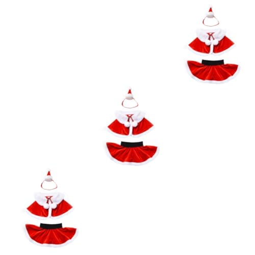 PACKOVE 3 Sätze Dreiteiliger Weihnachtsrock Kinder Weihnachten Weihnachtskostüm Säuglingskleidung Kleinkindermantel Kleidung Kleider Mädchen Jacke Kleine Polyester (polyester) Rot von PACKOVE