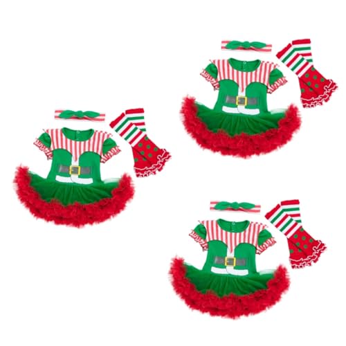 PACKOVE 3 Sätze Kleid Weihnachtselfe Kostüm Weihnachtsmann-Stirnband für Kinder weihnachten kostüm weihnachtsklamotten -Weihnachtsoutfit weihnachtsdeko Weihnachtsfeier Kostüm Garn von PACKOVE