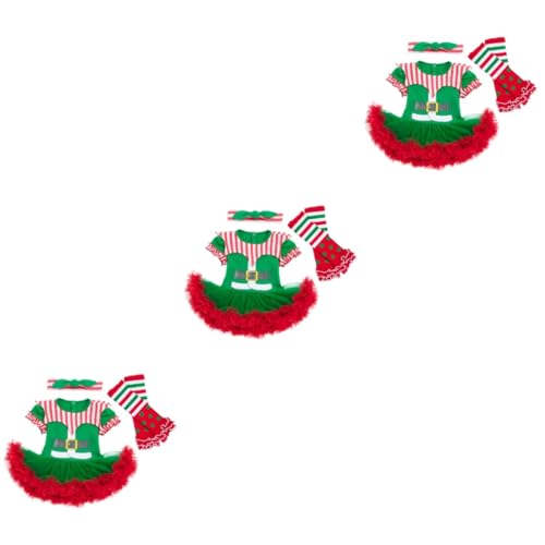 PACKOVE 3 Sätze Kleid Weihnachtskostüm Weihnachtsspielanzug Babymädchen Tutu-outfit Für Babys Neugeborenes Weihnachtsoutfit Babykostüm -kit Kleinkind Weihnachten Polyester Clown-anzug von PACKOVE