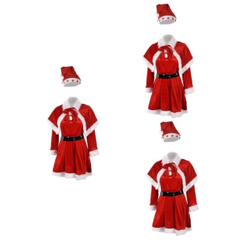 PACKOVE 3 Sätze Weihnachtskleidung für Frauen mrs santa anzug erwachsene Weihnachtskostüm Weihnachtsmann-Kostüm weihnachten kostüm Weihnachtsmann-Kleid formelle Kleidung Party Kleid Vlies von PACKOVE