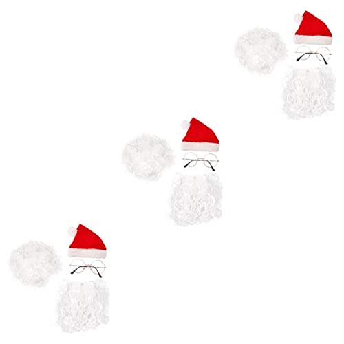 PACKOVE 3 Sätze Weihnachtsmann-zubehör Weihnachtsmann Bartperücke Rote Weihnachtsmütze Weihnachten Weihnachtsmann Anzug Weißer Bart Gefälscht Vater Cosplay Umweltschutz Haustier Klaus von PACKOVE