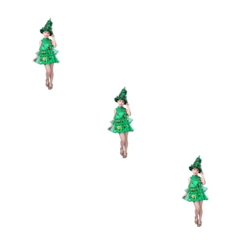 PACKOVE 3 Stk Kinder-Cartoon-Performance-Kostüme kinder weihnachtskostüm tannenbaum hut Weihnachtsbaum Hut Mädchen-Outfit Kinderkleidung Kleider Weihnachtsbaumhut und -kleid Cosplay Rock von PACKOVE