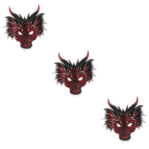 PACKOVE 3 Stk schwarze rote Drachenmaske halloween maske halloween-maske Drachen cosplay zubehör Gesichtsmaske für halloween kostüm Mann schmücken Latexkleidung Requisiten Fräulein bilden von PACKOVE