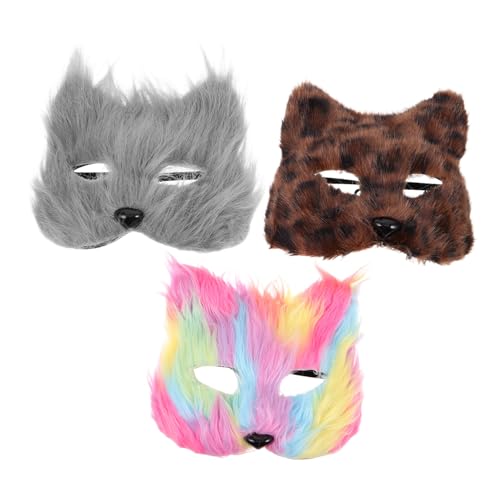PACKOVE 3 Stück Fox Plüschenmaske Fuchsmaske für Erwachsene Nette Tiermaske Wolf Kostümzubehör Karnevalsmaske Tiermaske mit halbem Gesicht gruselige Wolfsmaske Plüschtiermaske Plastik von PACKOVE