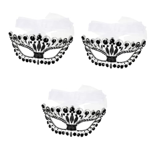 PACKOVE 3 Stück Halbgesichts Maske mit Strasssteinen Langlebiges Legierungsmaterial Bequemes Design für Faschings Halloween und Maskenball Partys für Cosplay und Tanzveranstaltungen von PACKOVE