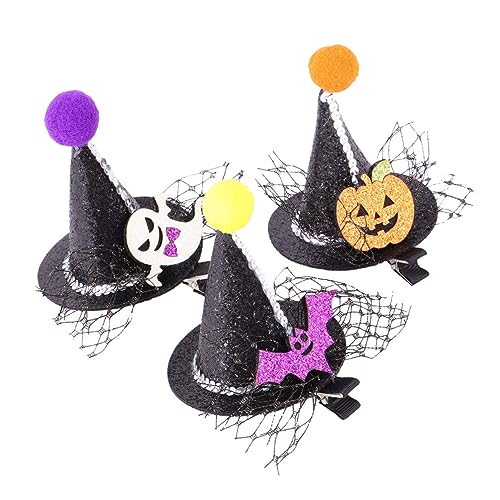 PACKOVE 3 Stück Halloween Haarschmuck Kleine Spitze Hexenhut Haarspangen aus Robustem Kunstleder Dekoratives Kostümzubehör für Party Festival und Cosplay Stilvolle Kopfbedeckung Zufällige von PACKOVE