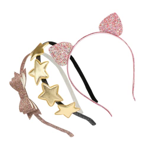 PACKOVE 3 Stück Katzenohren Haarreif mit Glitzerstern und Schleife für Mädchen und Accessoires für Partys Cosplay und Besondere Anlässe PACKOVE 3 Stück Katzenohren Haarreif mit Glitzerstern und Schleife für Mädchen und Accessoires für Partys Cosplay und Besondere Anlässe von PACKOVE
