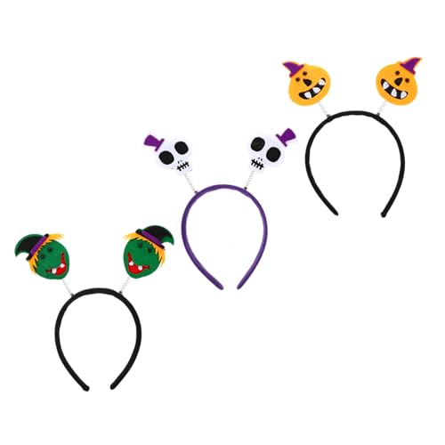 PACKOVE 3 Stück Teiliges Halloween Haarreif Kürbis Schädel und Hexe Motiven Kreativer Kopfschmuck für Erwachsene für Halloween Kostüm Party und Karneval von PACKOVE