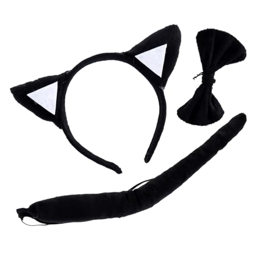 PACKOVE 3 Stück Teiliges Katzenkostüm Set für Baumwolle mit Katzenohren Haarreif Schleife und Bequemes Sicheres Zubehör für Party Halloween und Theateraufführungen PACKOVE 3 Stück Teiliges Katzenkostüm Set für Baumwolle mit Katzenohren Haarreif Schleife und Bequemes Sicheres Zubehör für Party Halloween und Theateraufführungen von PACKOVE