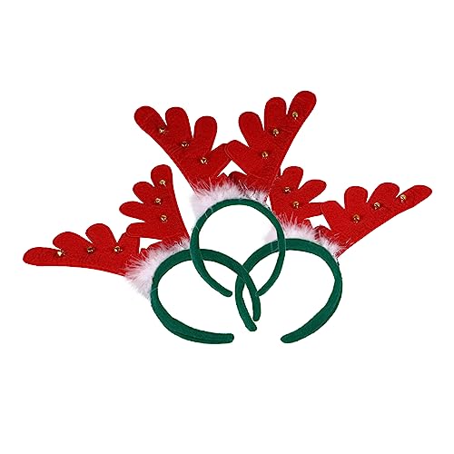 PACKOVE 3 Stück Teiliges Weihnachts Haarreifen mit Roten Glocken und Federn Leichtes Rentiergeweih Haaraccessoire für Erwachsene für Party Karneval und Weihnachtsfeier von PACKOVE