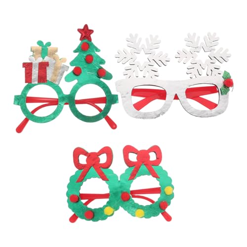 PACKOVE 3 Stück Teiliges Weihnachtsbrillen Schneeflocken Weihnachtsbaum-motiven Leichte Partybrillen für Silvester-feiern Festliche Neujahrs-accessoires Langlebige von PACKOVE