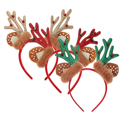 PACKOVE 3 Stück Weiches Rentier Geweih Stirnband mit Plüschohren Komfortabel für Erwachsene und Festliches Weihnachts Halloween-haarband Lustiges Xmas Cosplay Zubehör für Familienfeiern von PACKOVE
