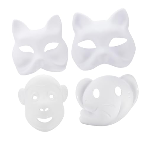 PACKOVE 36 Stück Leere Masken Halloween Kind Weißes Papier von PACKOVE