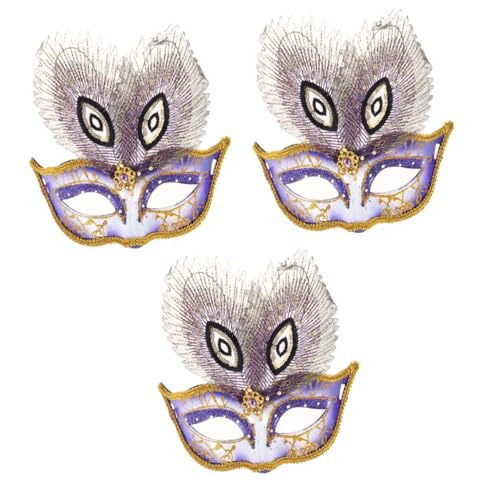 PACKOVE 3St Pfau-Maske augenmaske halloween fasching masken Halbmaske für Tanzperformance Augenmaske für Halloween Maskenball Kindermaske Cosplay-Maske Halloween-Maske gemalt schmücken von PACKOVE