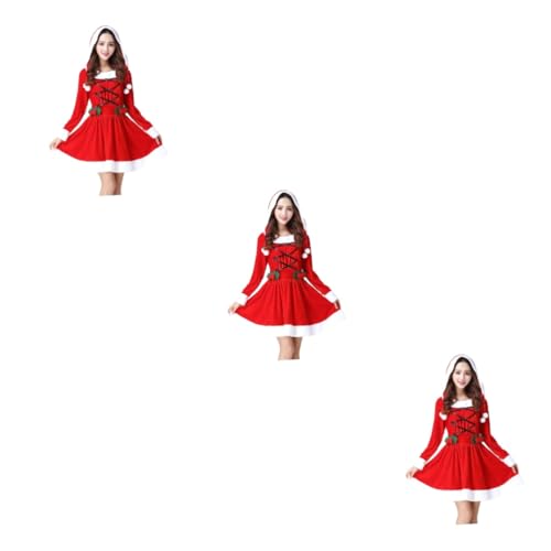 PACKOVE Mädchenkleid 3st Weihnachtsmann-kleid Mädchenkleidung Damenanzüge Rot Frau Erwachsener Schmücken Kostüme Für Erwachsene von PACKOVE