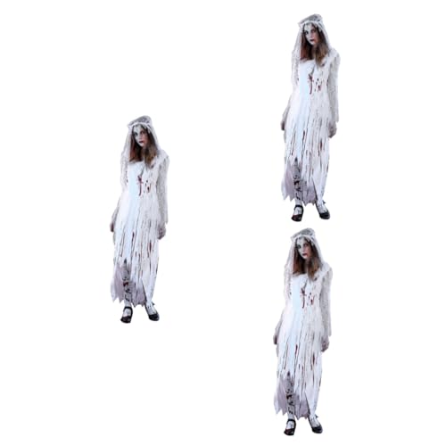 PACKOVE 3st Halloweenkostüm Halloween-kostüme Für Frauen Halloween-brautkostüm Geisterbraut Kostüm Cosplay-outfits Braut-outfits Cosplay-kostüme Kleider Brautkleid Weiß Abschlussball von PACKOVE
