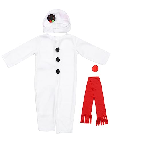 PACKOVE 4 STÜCKE Schneemann Kostüm Teilig mit Jumpsuit Schal und Mütze Weiches Nylon Anliegendes Design Festliches Cosplay für Weihnachten Halloween und Karneval von PACKOVE