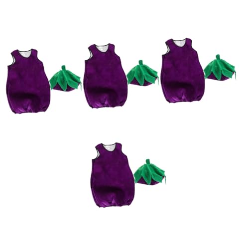 PACKOVE 4 Sätze Auberginenkleidung Für Kinder Cosplay-kleidung Auberginenkostüm Für Kinder Cosplay-kostüme Für Kinder Cosplay-party-requisite Stoff Gemüse Violett L130 Zubehör von PACKOVE