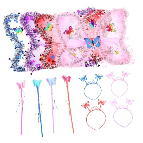 PACKOVE 4 Sätze Feenkostüm Schmetterlingsflügel mit Zauberstab und Stirnband Leichtes Bühnenkostüm für Mädchen Karneval Fasching Cosplay Party Sichere Materialien Bunte Farben PACKOVE 4 Sätze Feenkostüm Schmetterlingsflügel mit Zauberstab und Stirnband Leichtes Bühnenkostüm für Mädchen Karneval Fasching Cosplay Party Sichere Materialien Bunte Farben von PACKOVE