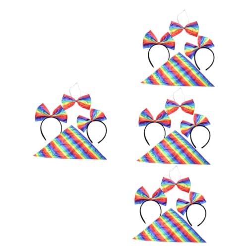PACKOVE 4 Sätze Regenbogen-Stirnband Outfits für jugendliche Mädchen Kleid für Mädchen Make-up-Stirnband Kleider dekorativer Kopfschmuck Stolz Dekorationen Cosplay Kleidung Zubehör Schal von PACKOVE
