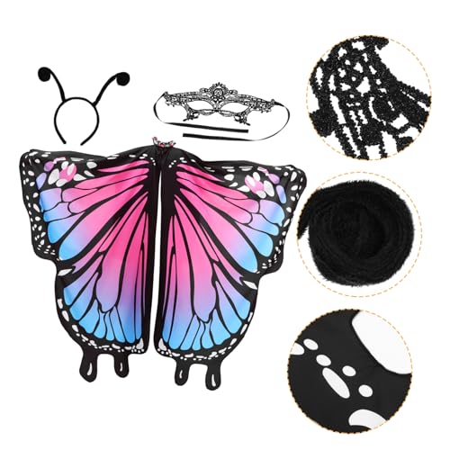 PACKOVE 4 Sätze Schmetterlings-Schal-Set Kleidung Outfit Schmetterlinge Schmetterlingskostüm für Mädchen Kap Maskenkostüm Feiertags-Schmetterlingsmantel modische Schmetterlingsflügel Fee von PACKOVE