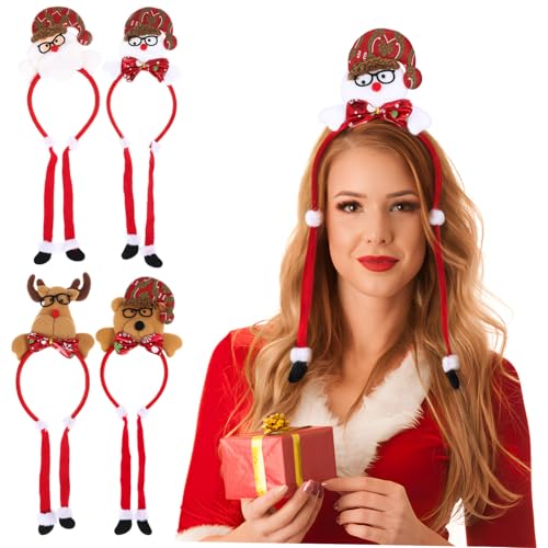 PACKOVE 4 Stck. Teiliges Weihnachts Haarreifen für Damen mit Rentiergeweih Schneemann Bär und Santa Langlebige Festliche Kopfbedeckung aus Vliesstoff für Weihnachtsfeiern und von PACKOVE
