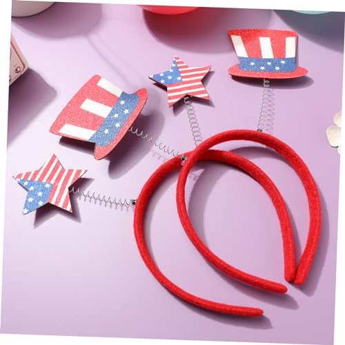 PACKOVE 4 Stück Teiliges American Flag Haarreif für Leichte Bequeme Stirnbänder mit Stern und Hut Motiven für Unabhängigkeitstag Kostüm und Geburtstagspartys Süßes Accessoire für Mädchen von PACKOVE