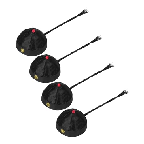 PACKOVE 4 Stück Teiliges Chinesische Orientalische Hüte aus Nylon mit Handgesticktem Design Langlebig Leicht und Atmungsaktiv Geeignet für Qing Kostüm Cosplay Theater und Fotoaufnahmen von PACKOVE