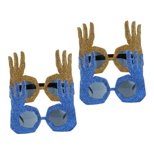PACKOVE 4 Stück Teiliges Fingerförmige Sonnenbrillen Lustige Partybrille in Gold und Blau Originelle Dekorative und Verspielte Brillen für Kostüme Foto-requisiten für Männer und Frauen von PACKOVE