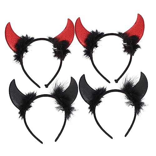 PACKOVE 4 Stück Teiliges Halloween Teufelshörner Stirnband Glitzernde Kostüm Haarschmuck für Halloween Feiern Cosplay und Partys Rote und Schwarze Varianten PACKOVE 4 Stück Teiliges Halloween Teufelshörner Stirnband Glitzernde Kostüm Haarschmuck für Halloween Feiern Cosplay und Partys Rote und Schwarze Varianten von PACKOVE