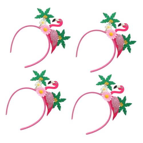 PACKOVE 4 Stück Teiliges Hawaii Party Haarband mit Flamingo Palmenblättern und Blumen Leichtes Schonendes Haar-accessoire für Damen Tropische Festival Haarreifen für Karneval und Luau von PACKOVE