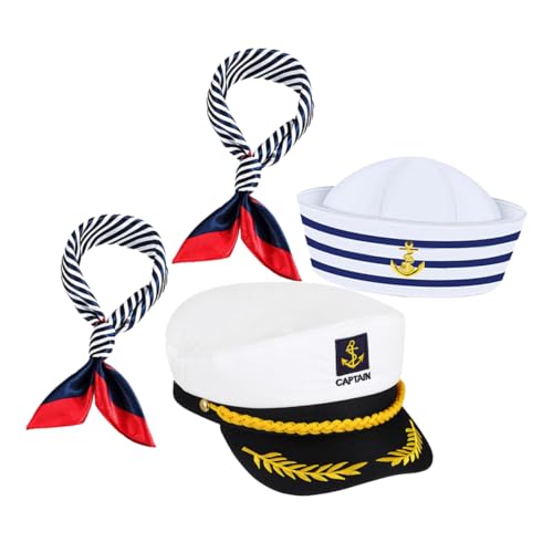 PACKOVE 4 Stück Teiliges Kapitänsset mit Hut und Schal Verstellbare Yacht Hut und Accessoires für Männer für Nautische Partys und Halloween Darbietungen PACKOVE 4 Stück Teiliges Kapitänsset mit Hut und Schal Verstellbare Yacht Hut und Accessoires für Männer für Nautische Partys und Halloween Darbietungen von PACKOVE