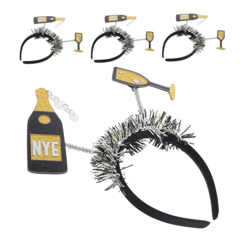 PACKOVE 4 Stück Teiliges Silvester Haarband mit Weinflaschen Design Festliches Kopfschmuck Accessoire für Damen Einfach zu Tragen für Neujahrsfeiern und Partydekorationen PACKOVE 4 Stück Teiliges Silvester Haarband mit Weinflaschen Design Festliches Kopfschmuck Accessoire für Damen Einfach zu Tragen für Neujahrsfeiern und Partydekorationen von PACKOVE