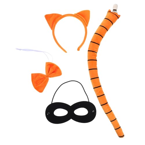 PACKOVE 4Stücke Katzenohren Kostümset für Teiliges Set mit Haarreif Augenmaske Schleife für Halloween Fasching Kostümpartys Weiche Verstellbare PACKOVE 4Stücke Katzenohren Kostümset für Teiliges Set mit Haarreif Augenmaske Schleife für Halloween Fasching Kostümpartys Weiche Verstellbare von PACKOVE