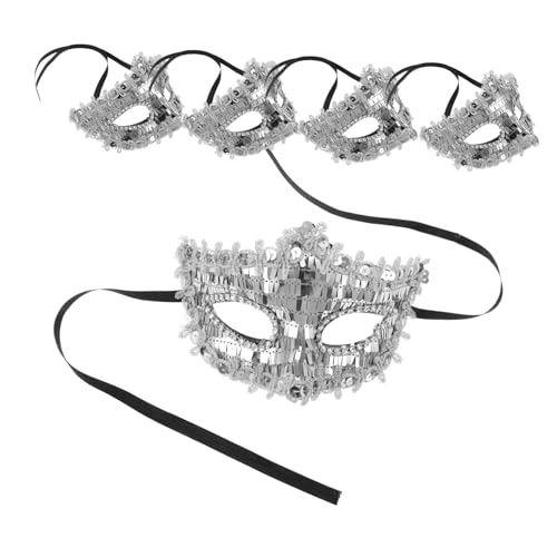 PACKOVE 5 Stück Glänzende Halbgesichts Masken für Damen Karneval Cosplay Maske Halloween Faschingsparty Hochzeit Ball Funkelnde Verkleidung mit Filigranen Details Vielseitig Einsetzbar PACKOVE 5 Stück Glänzende Halbgesichts Masken für Damen Karneval Cosplay Maske Halloween Faschingsparty Hochzeit Ball Funkelnde Verkleidung mit Filigranen Details Vielseitig Einsetzbar von PACKOVE