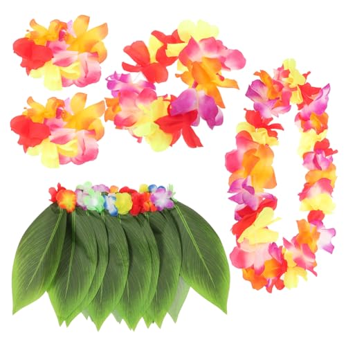 PACKOVE 5Stücke Blätterrock mit Blumenkranz Armband Haarband für Luau Partys Hochzeiten Tropische Events Langlebig PACKOVE 5Stücke Blätterrock mit Blumenkranz Armband Haarband für Luau Partys Hochzeiten Tropische Events Langlebig von PACKOVE
