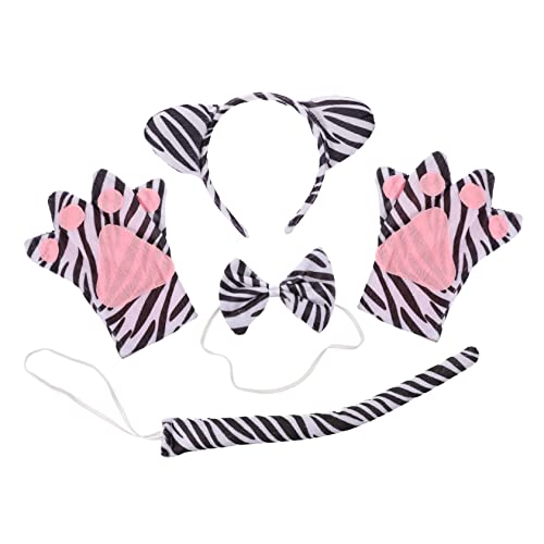 PACKOVE 5Stücke Teiliges Tierkostüm Set Zebra Stirnband Handschuhe für Halloween Kostümparty Cosplay Kreative Foto Requisiten Hochwertiges Material Tragbar und Leicht PACKOVE 5Stücke Teiliges Tierkostüm Set Zebra Stirnband Handschuhe für Halloween Kostümparty Cosplay Kreative Foto Requisiten Hochwertiges Material Tragbar und Leicht von PACKOVE