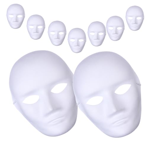 PACKOVE 9 Stück Teiliges DIY Papiermaske Unbemalte Weiße Masken Nachhaltige Pappmaché Masken Bemalen Faschingsmasken Basteln für Erwachsene und Jugendliche als Maskenball und Party von PACKOVE