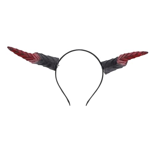 PACKOVE Abnehmbares Teufelshorn Stirnband aus Weichem PU für Halloween Cosplay Party Leichtes Elastisches Kopfband mit Schwarzen und Roten Ziegenhörnern Unisex Kostümzubehör für Erwachsene von PACKOVE