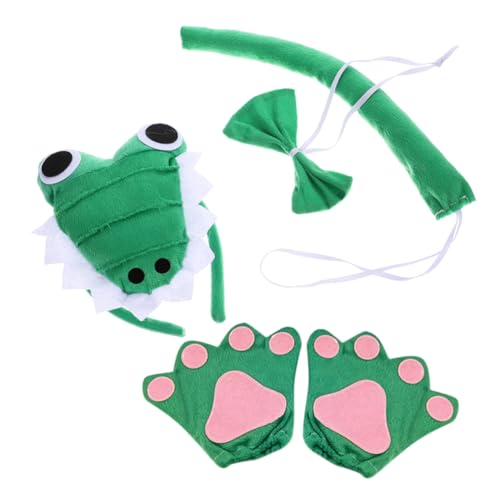 PACKOVE Alligator Kostüm Set für Erwachsene Teilig mit Stirnband Handschuhen und Fliege Detailreiches Tierkostüm für Halloween Karneval Cosplay und Mottopartys von PACKOVE