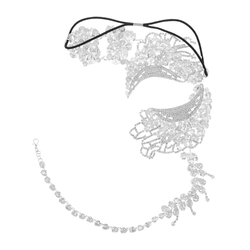 PACKOVE Bling Strass Masquerade Maske mit Elastischem Band Venezianische Halbe Gesichtmaske für Mardi Gras Halloween Ball und Karneval Funkelnde Damenkostüm Accessoires von PACKOVE