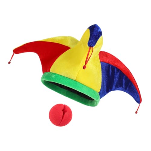 PACKOVE Clown Kostüm mit Glocken Lustiger Clownhut und Schwammnase Vielseitiges und Partyzubehör für Fasching Karneval Cosplay und Kostümfeiern von PACKOVE